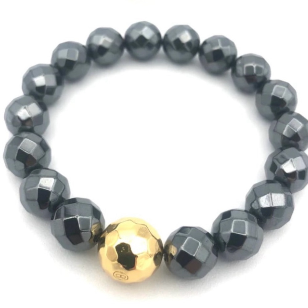 COPY - Gorjana large power gemstone.  Iridescent deep blue with metallic accent.